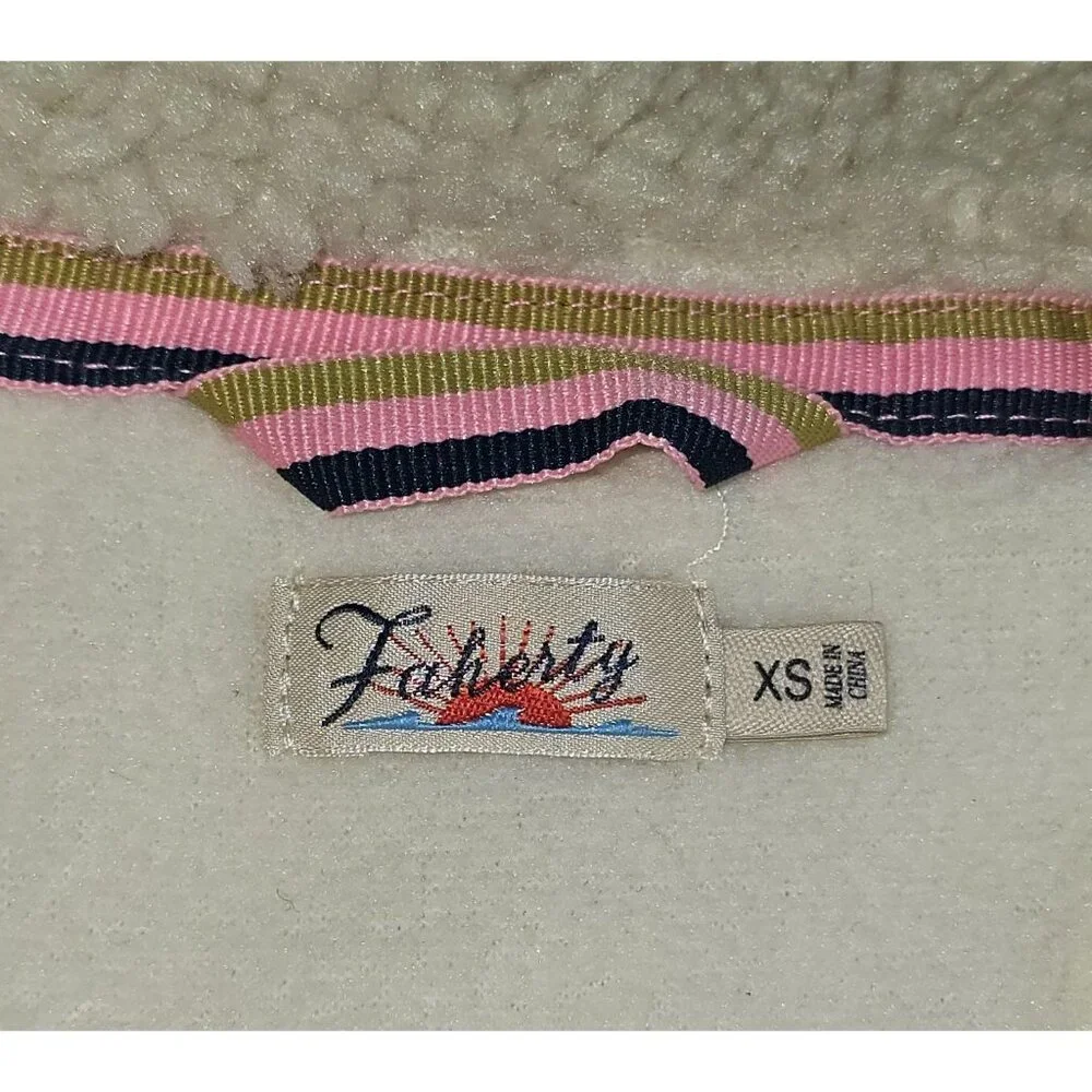 Faherty Women's Multicolor Sun and Wave Faux Sherpa Full Zip Size Xsmall 2980 - Picture 7 of 16